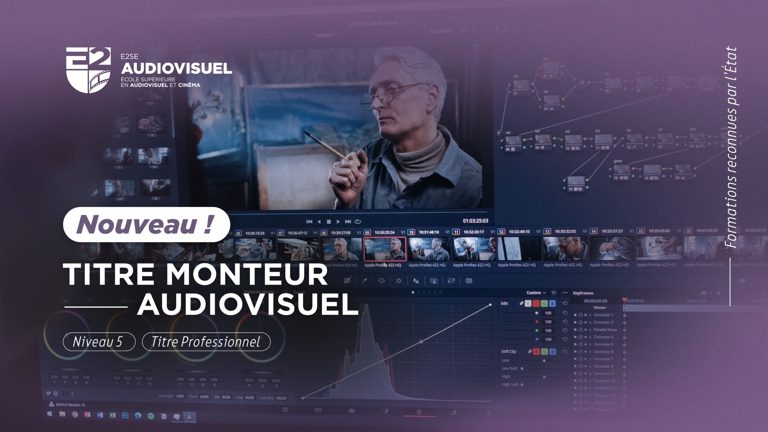 Image mise en avant de l'article Nouvelle formation à l&rsquo;E2SE Audiovisuel : Titre Professionnel Monteur Audiovisuel