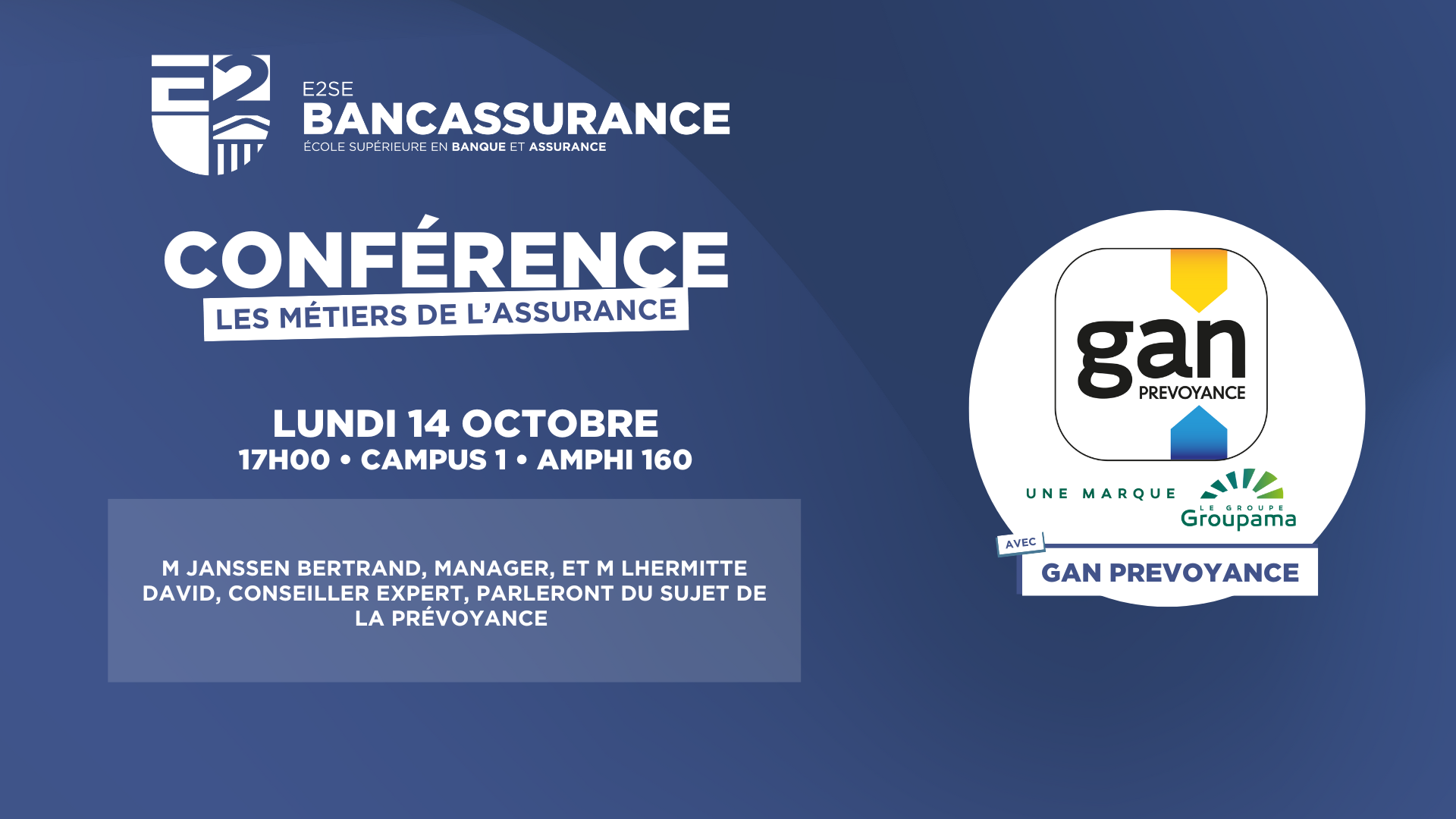 Image mise en avant de l'article CONFÉRENCE • Les métiers de la Bancassurance avec Gan Prévoyance