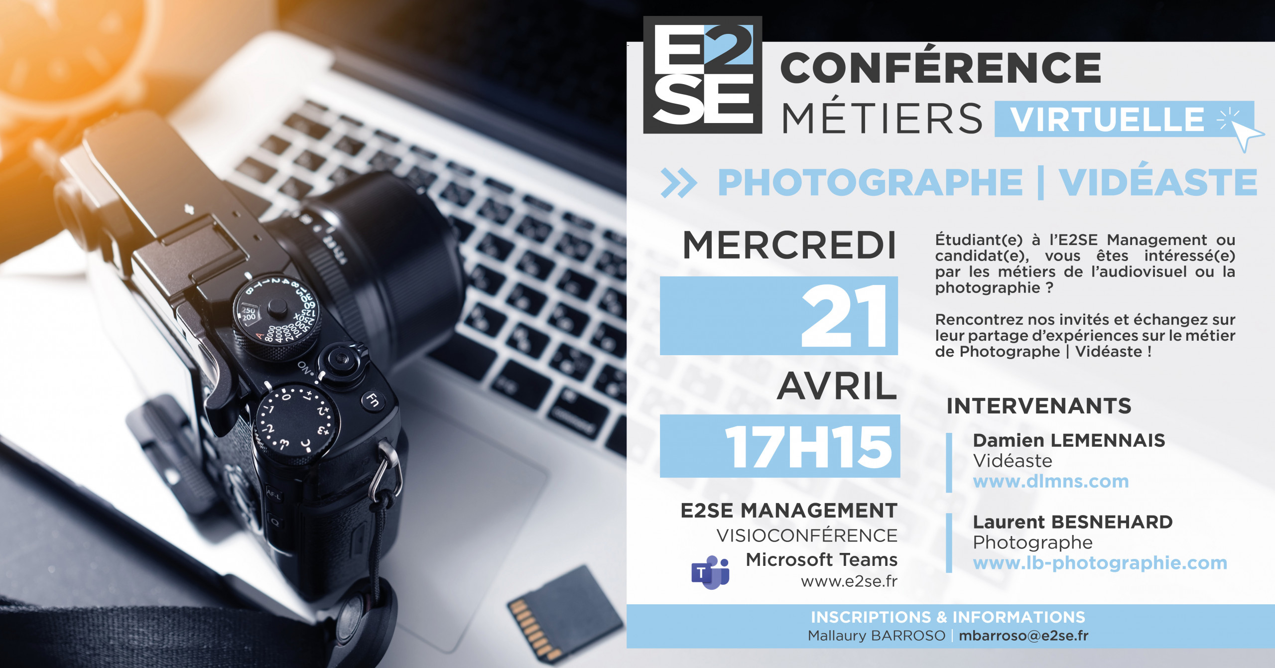 Image mise en avant de l'article CONFÉRENCE MÉTIERS LIVE | PHOTOGRAPHE X VIDÉASTE