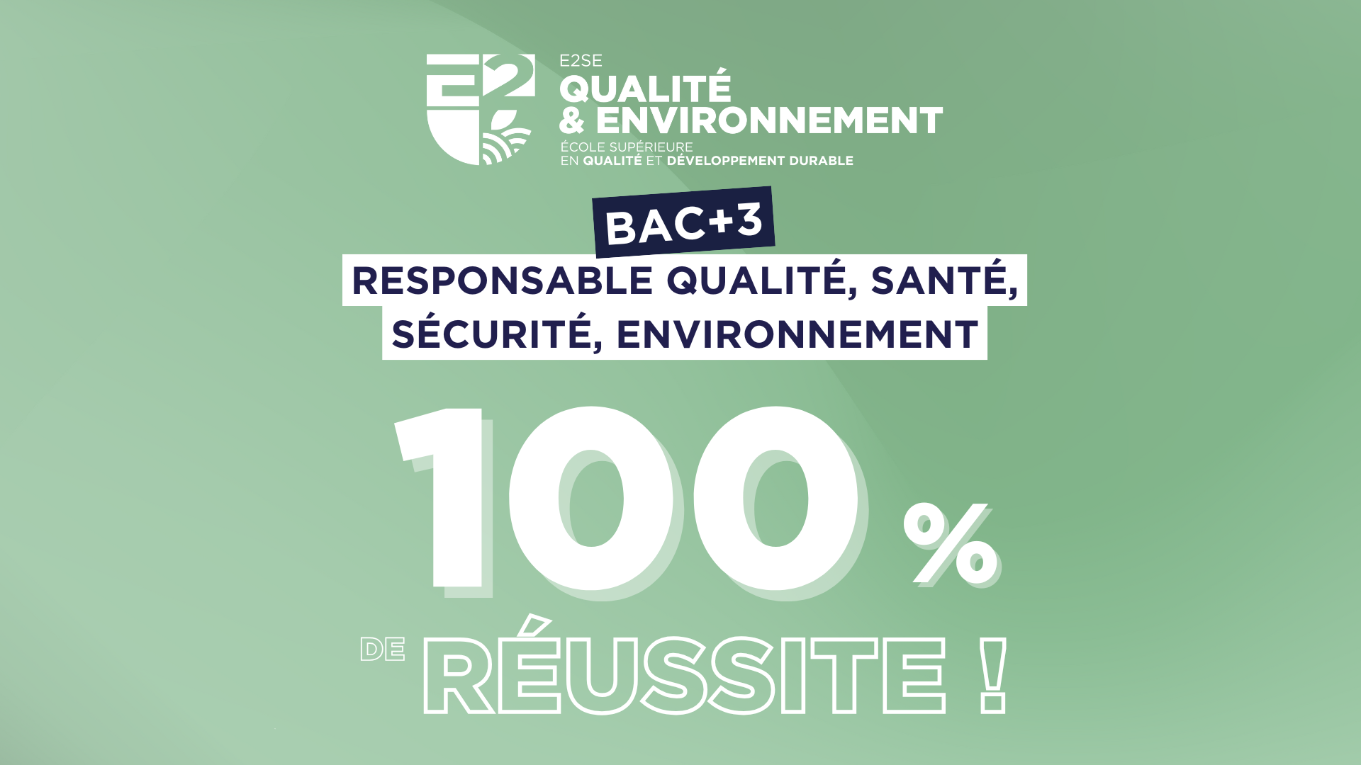 Image mise en avant de l'article 100% DE RÉUSSITE – BAC+3 RESPONSABLE QUALITÉ, SANTÉ, SÉCURITÉ, ENVIRONNEMENT