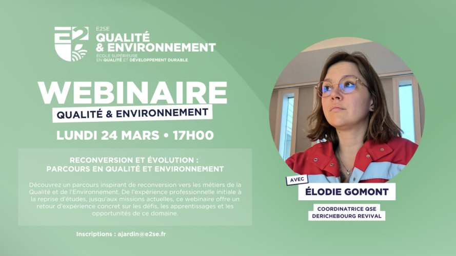 Image mise en avant de l'article Webinaire E2SE Qualité et Environnement : Reconversion et Évolution